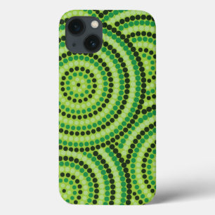 Rainforest Green aboriginal dot painting! iPhone 13 Case
