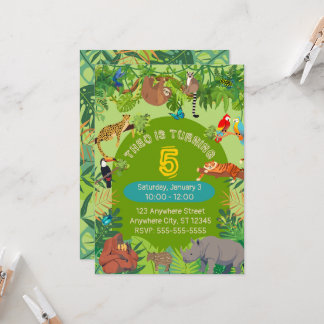 Rainforest Jungle Animals Birthday Invitation