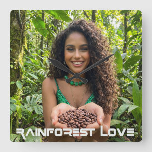 RAINFOREST LOVE SQUARE WALL CLOCK