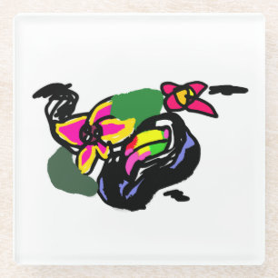 Rainforest toucan art king glass coaster