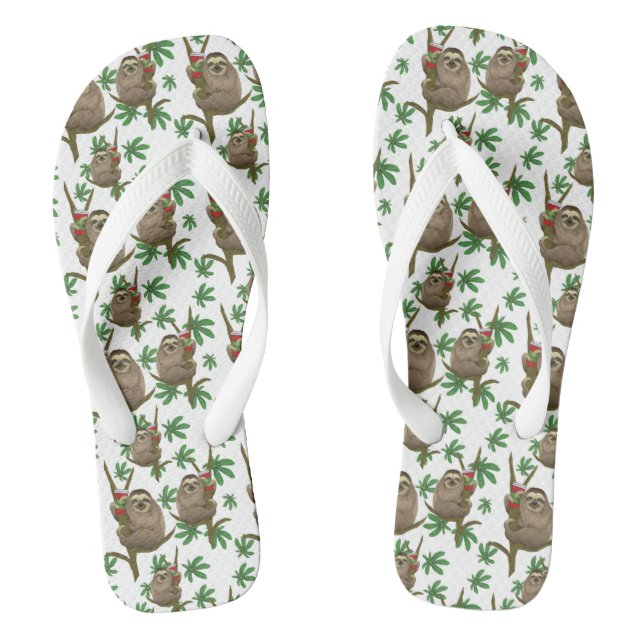 Rainforest Wild Sloth with Cup It's Coffee Time Jandals (Footbed)