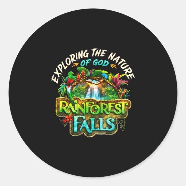 Rainforestfalls vbs-2026 exploring the nature of classic round sticker (Front)