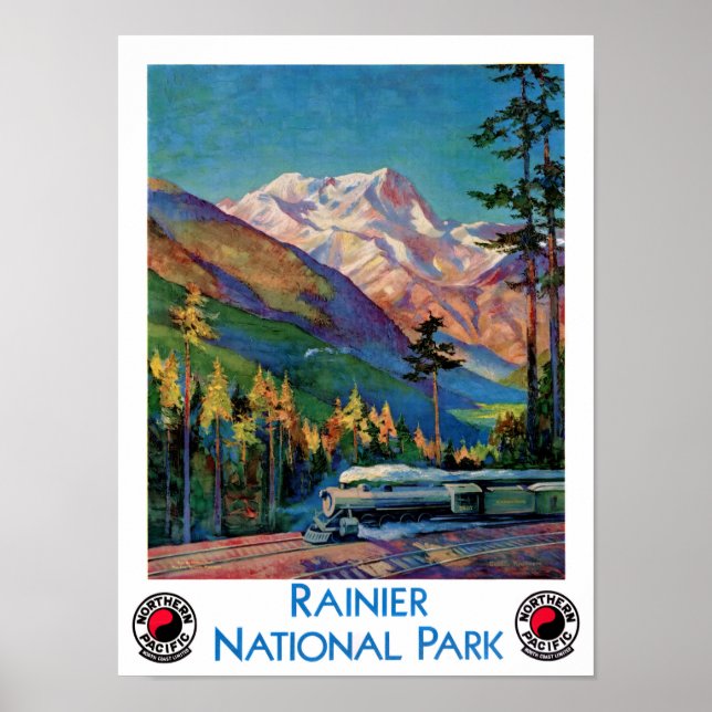 Rainier National Park Vintage Poster Restored (Front)