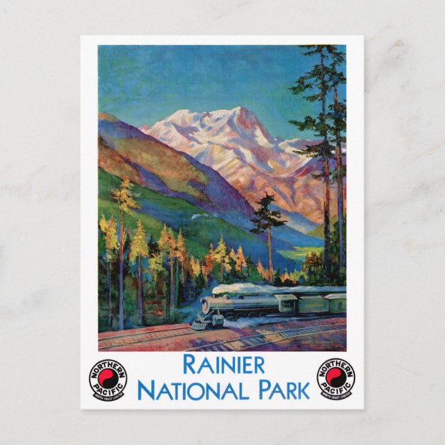 Rainier National Park Vintage Poster Restored Postcard (Front)