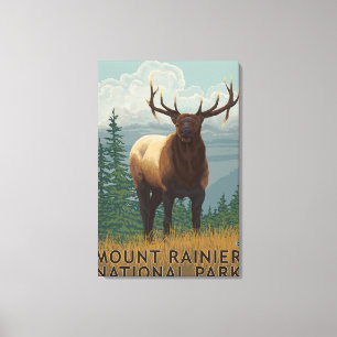 Rainier National Park, WashingtonElk Scene Canvas Print