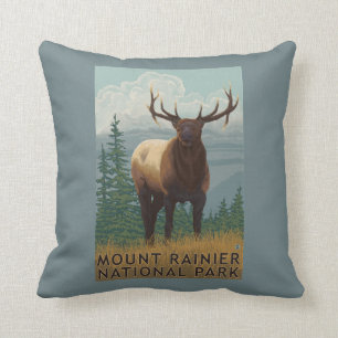 Rainier National Park, WashingtonElk Scene Cushion