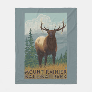 Rainier National Park, WashingtonElk Scene Fleece Blanket
