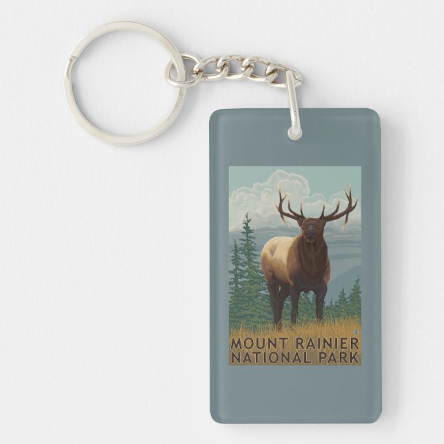 Rainier National Park, WashingtonElk Scene Key Ring (Front)