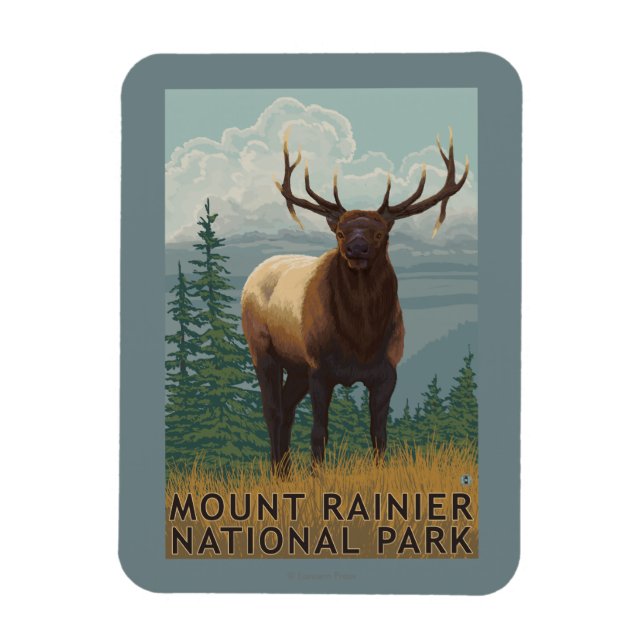 Rainier National Park, WashingtonElk Scene Magnet (Vertical)