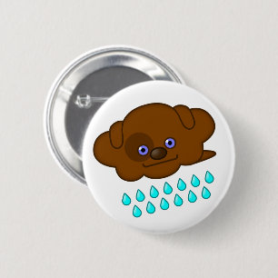 Raining Brown Dog Cloud - 6 Cm Round Badge