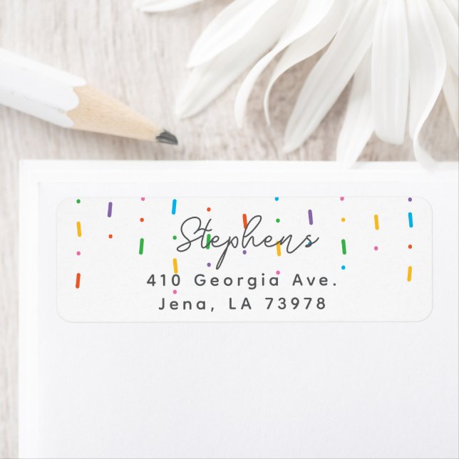 Raining Candy Sprinkles Return Address (Insitu)