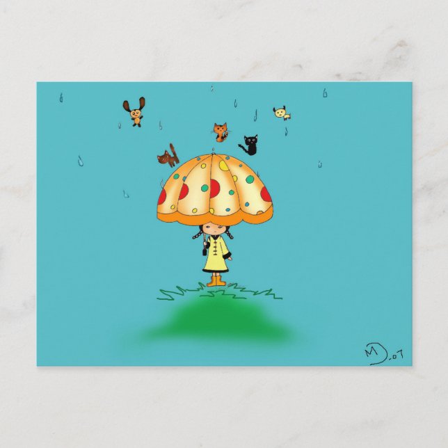 Raining cats and dogs postcard (Front)