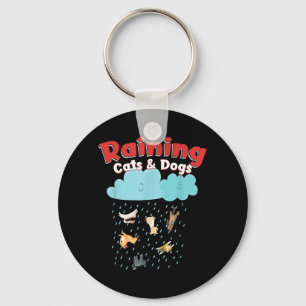 Raining Cats And Dogs Rainy Canine Feline Pet Key Ring