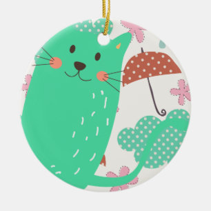 Raining Cats Ceramic Tree Decoration