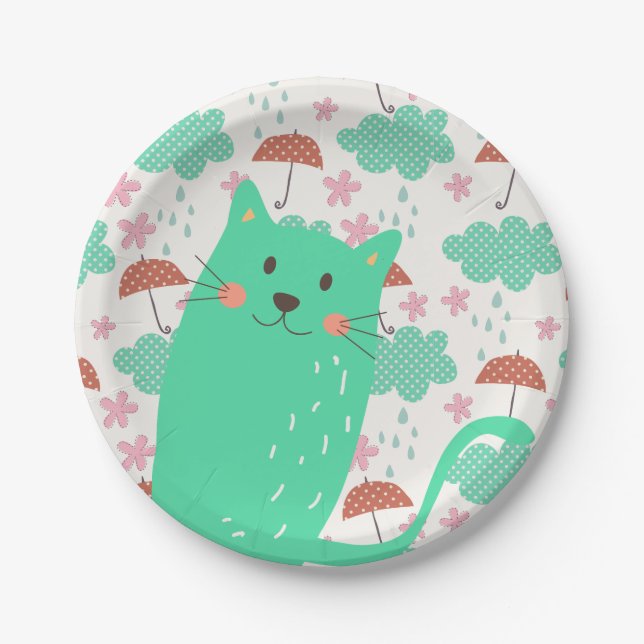 Raining Cats Paper Plate (Front)