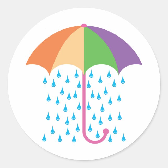 raining classic round sticker (Front)