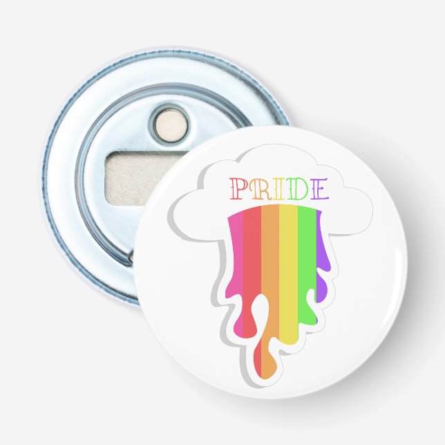 Raining Gay Pride Rainbow Bottle Opener (Front)