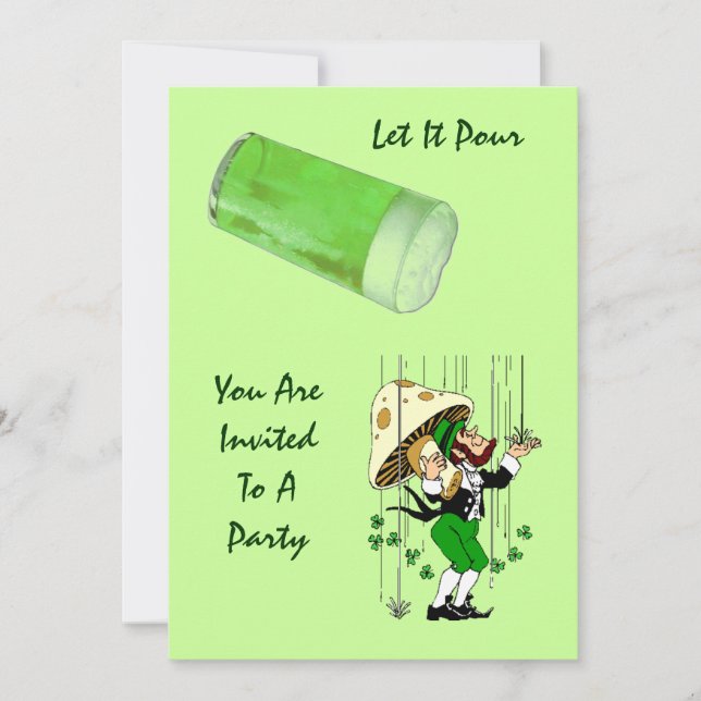 Raining Green Beer on Leprechaun Fun Invitations (Front)