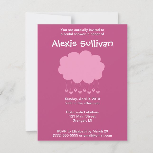 Raining Hearts Bridal Shower Invitations (Front)
