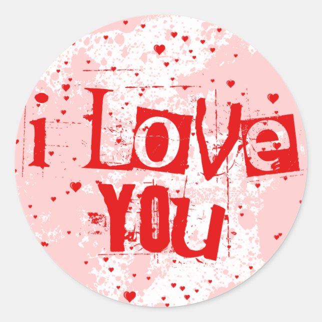 raining hearts: i love you classic round sticker (Front)