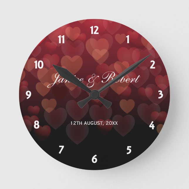 Raining Hearts Round Clock (Front)
