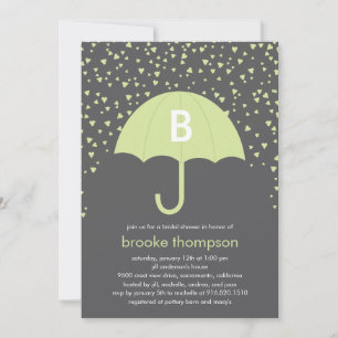 Raining Love Bridal Shower Invitation (Green)