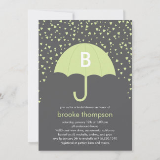 Raining Love Bridal Shower Invitation (Green)