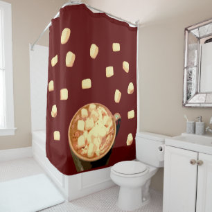 Raining Marshmallows and Hot Chocolate Shower Curtain