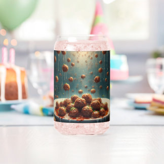 Raining Meatballs Can Glass