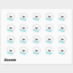 Raining Sheep Dog Cloud - Classic Round Sticker