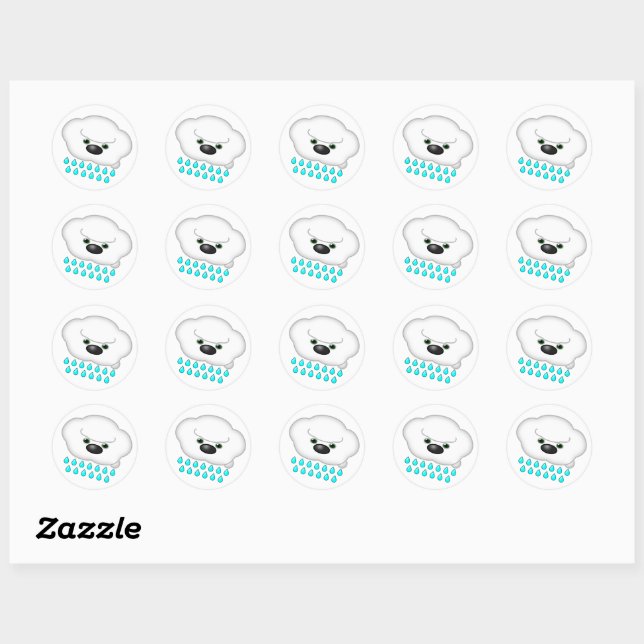 Raining Sheep Dog Cloud -  Classic Round Sticker (Sheet)