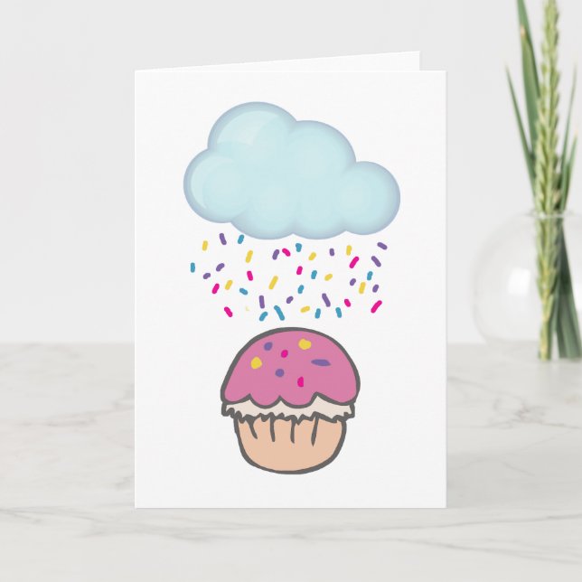 Raining Sprinkles on Cupcake Card (Front)