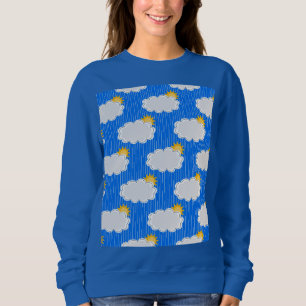 Raining Sunshine Clouds Pattern Design Blue Sweatshirt
