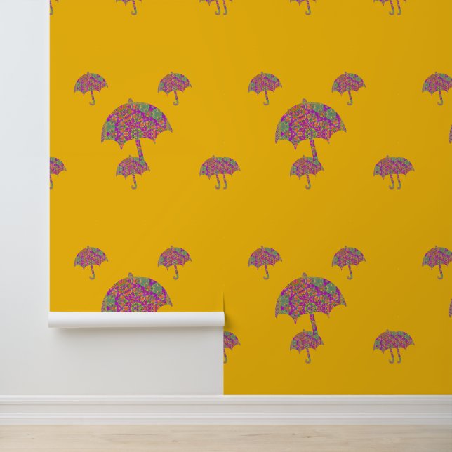 Raining Umbrellas Yellow Wallpaper (Application)