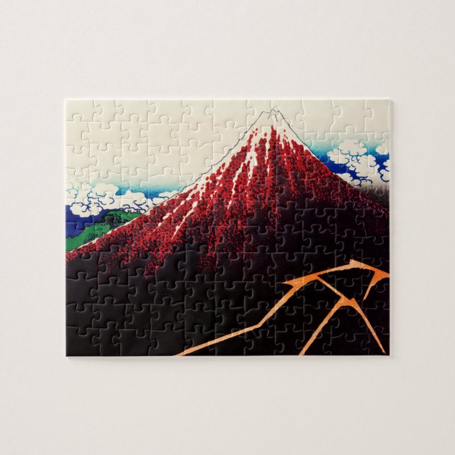 Rainstorm Beneath the Summit by Katsushika Hokusai Jigsaw Puzzle (Horizontal)