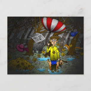 Rainy and windy day holiday postcard