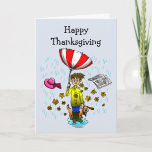 Rainy and Windy Day Thanksgiving Card