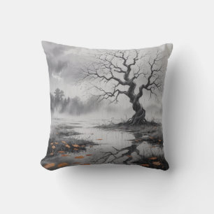 Rainy Autumn Tree Mood Pillow