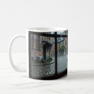 Rainy Belgian Streetside Tavern Glow Mug