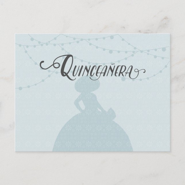 Rainy Blue & Steel Charro Silhouette Quinceanera Invitation Postcard (Front)