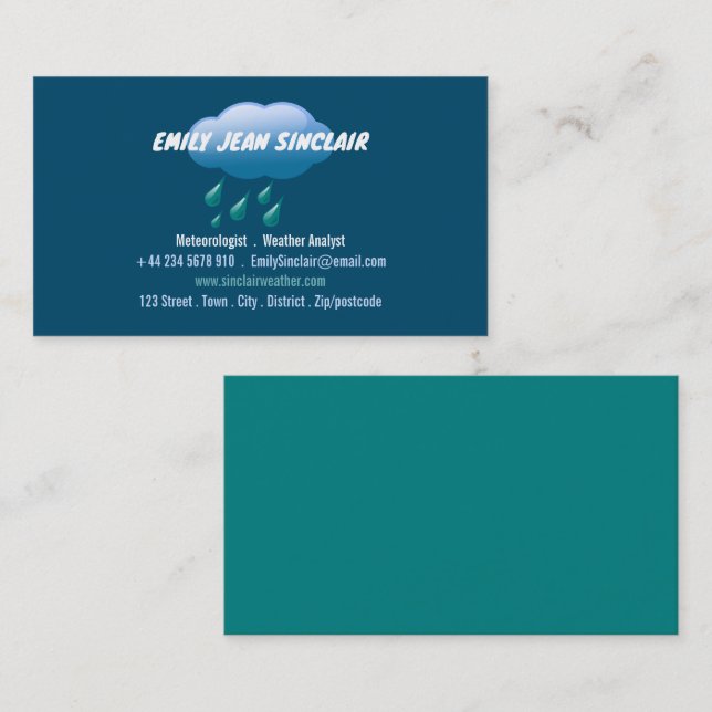 Rainy Cloud Icon Design, Meteorologist Business Card (Front/Back)