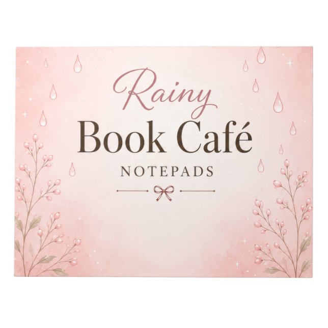 Rainy Coffee & Books Notepad (Front)