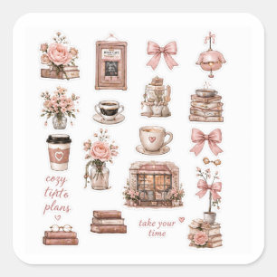Rainy Coffee & Books Stickers