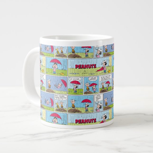 Rainy Day At The Baseball Game Large Coffee Mug (Front Left)