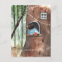 Rainy Day Bear Daydream Tea Time Illustration  