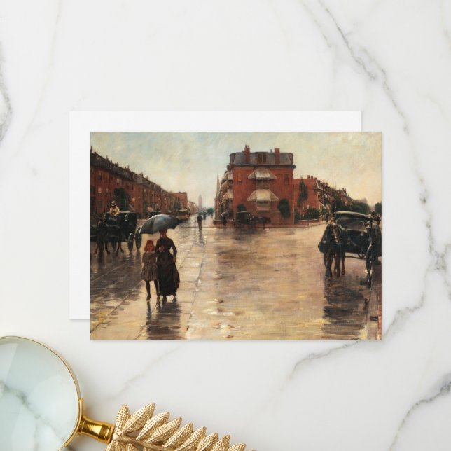 Rainy Day, Boston by Childe Hassam Thank You Card (Front/Back In Situ)