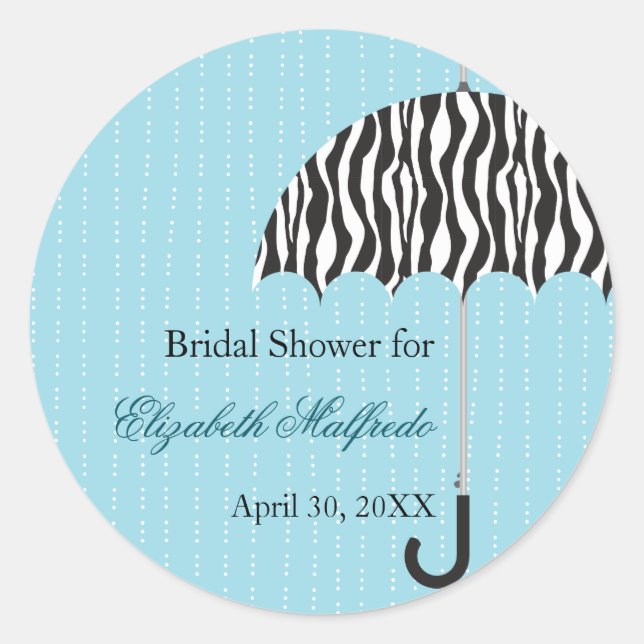 Rainy Day Bridal Shower Sticker (Front)