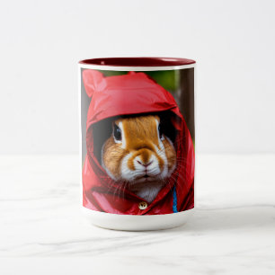 "Rainy Day Bunny Bliss Coffee Mug" Two-Tone Coffee Mug