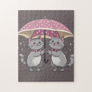 Rainy Day Cat Friends Jigsaw Puzzle