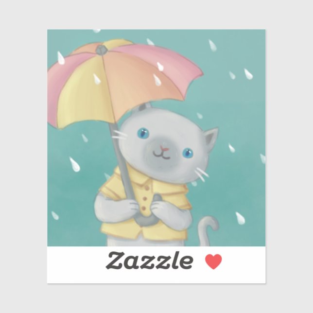 Rainy Day: Cat & Umbrella Illustration (Sheet)